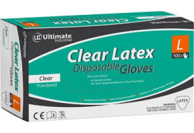 Ultimate Industrial Clear Latex Disposable Gloves x 100